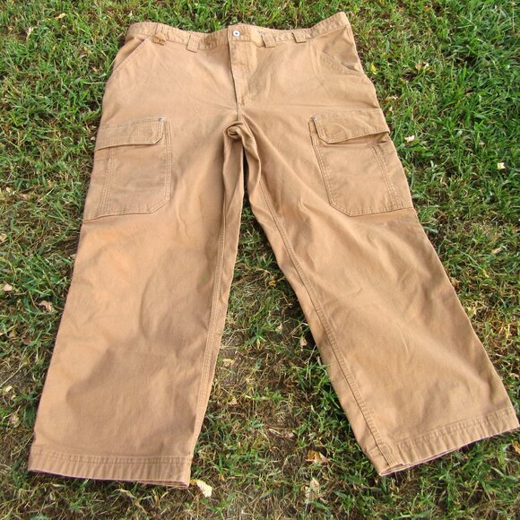 Men's Flex Fire Hose Cargo Work Carpenter Pants Tan Duluth Trading Co 50 x 30 - Picture 1 of 5